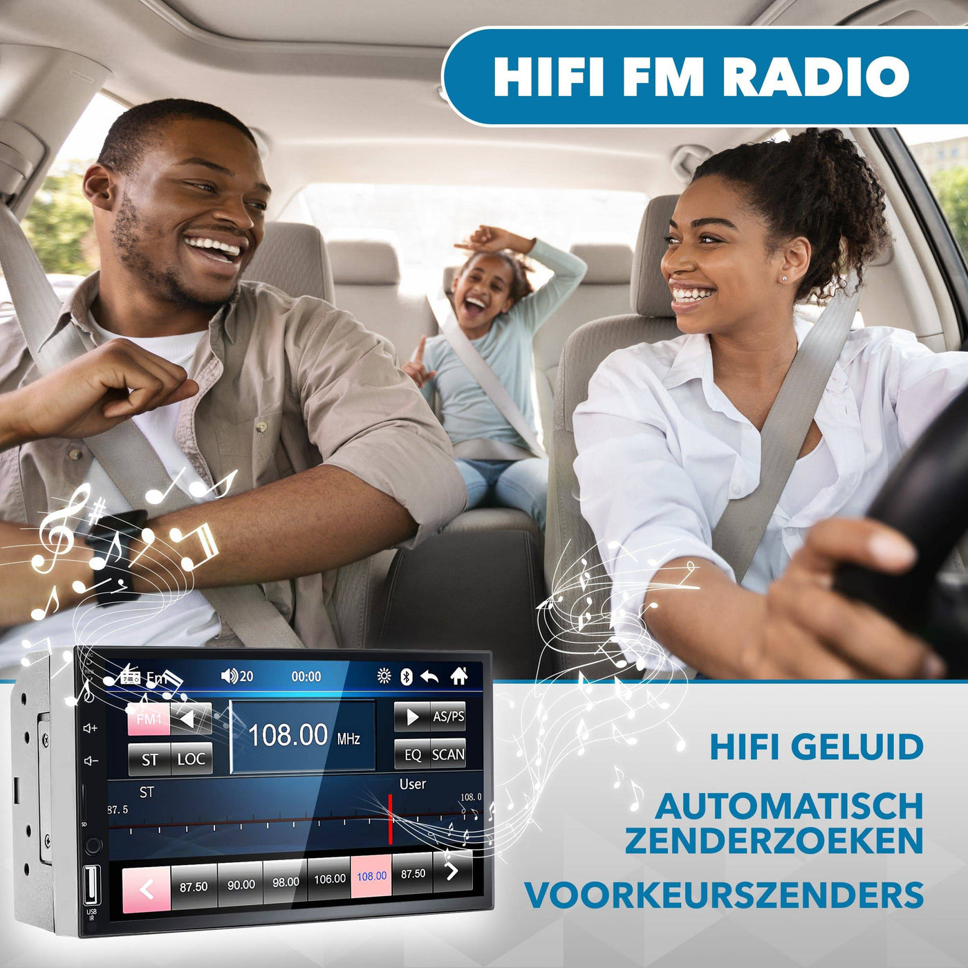 Universele Autoradio met APPLE CARPLAY en ANDROID AUTO, Bluetooth, USB & Aux - Handsfree - Mirrorlink - Radio met Microfoon - GRATIS Achteruitrijcamera - AC products