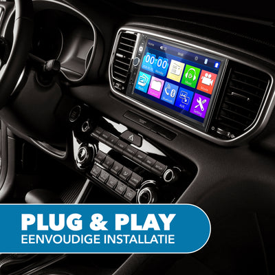 Carcemy Autoradio met Bluetooth voor alle auto's - USB & Aux - Handsfree bellen - Mirrorlink - Met ingebouwde Microfoon - Inclusief 8 Led Achteruitrijcamera