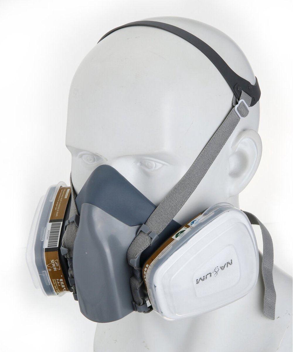Adembeschermingsmasker - gasmasker - herbruikbaar - met filter en veiligheidsbril - stofbescherming - voor schilderen, knutselen, slijpen