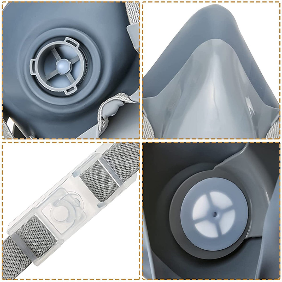 Tigvio Adembeschermingsmasker, gasmasker, stofmasker voor lakken, dampen, bescherming, slijpen, stofmasker, adembescherming, fijnstof, 3 m masker met veiligheidsbril, stofmasker met filter