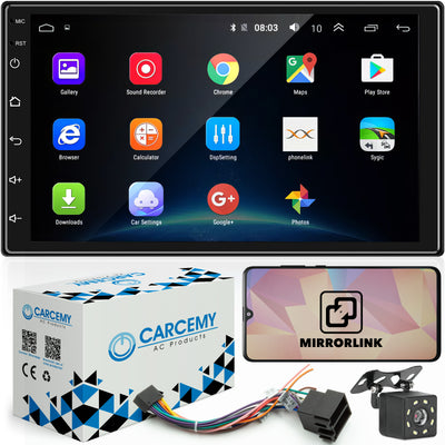 Carcemy Universele Android Autoradio met Bluetooth - Navigatie - Google Play - GRATIS Achteruitrijcamera