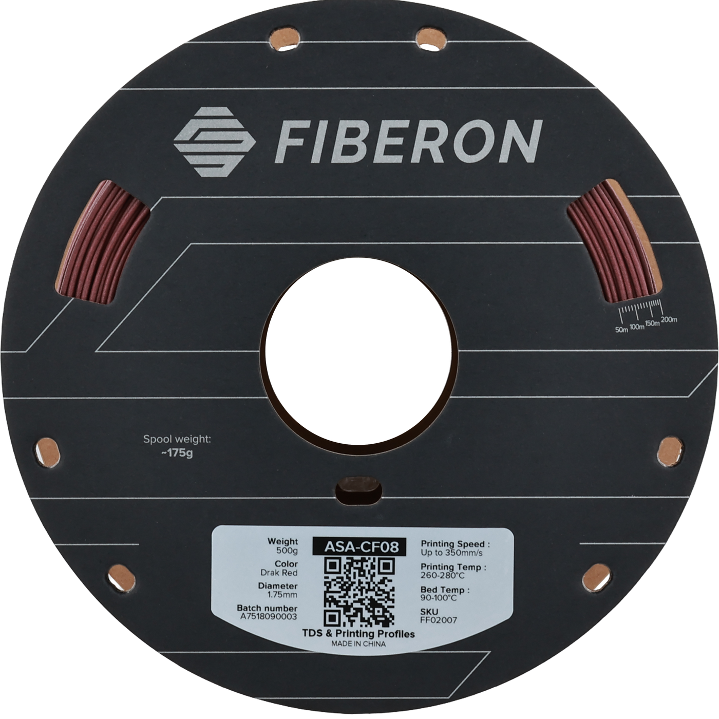 Polymaker Fiberon™ ASA-CF08 Dark Red 1.75 mm 500gr