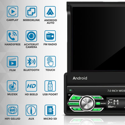 Universele Autoradio klapscherm 1 din | CarPlay & Android Auto | Navigatie