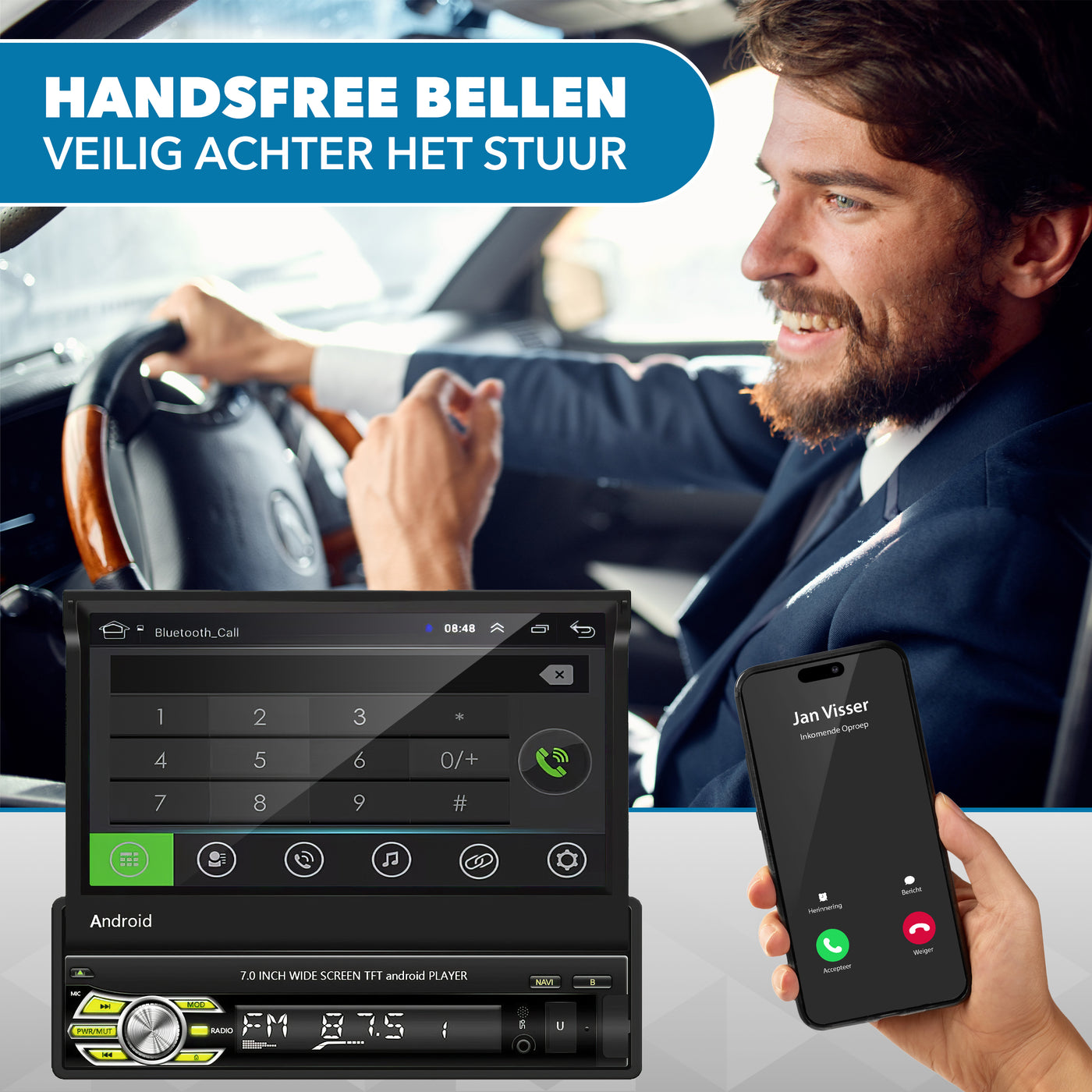 Universele Autoradio klapscherm 1 din | CarPlay & Android Auto | Navigatie