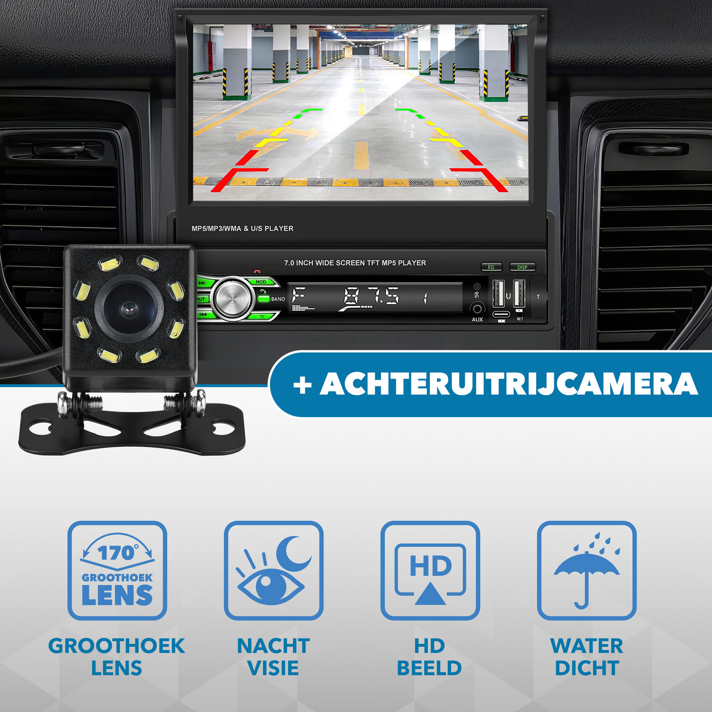 Universelles ANDROID Autoradio Klappdisplay 1 Din | CarPlay und Android Auto | Navigation