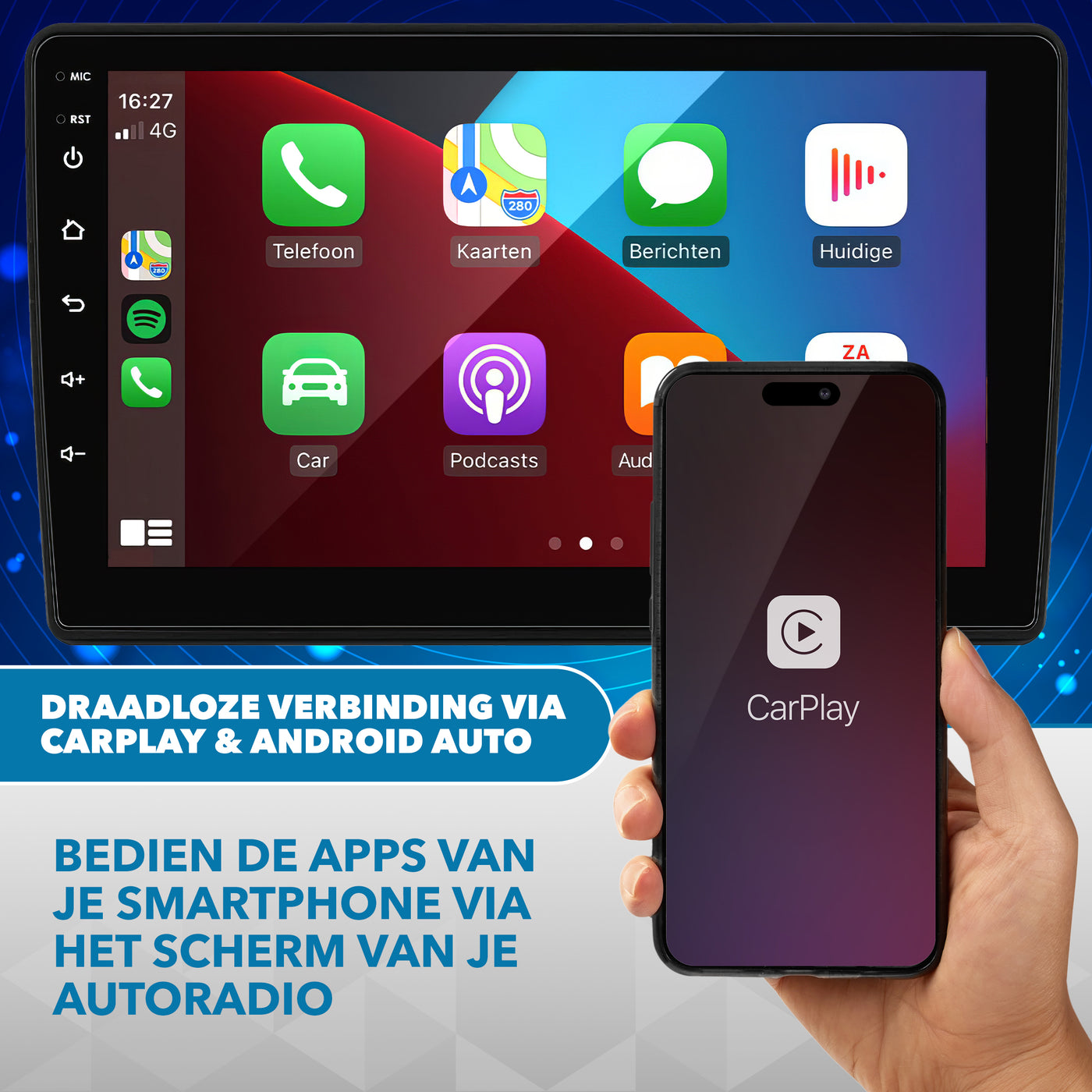 Carcemy CarPlay Autoradio 2DIN 9 Inch | Draadloos & Android Auto