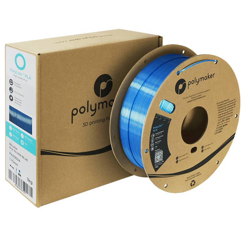 Polymaker PolyLite SILK PLA Filament Beluga Silver-Blue 1.75 mm 1KG - AC products