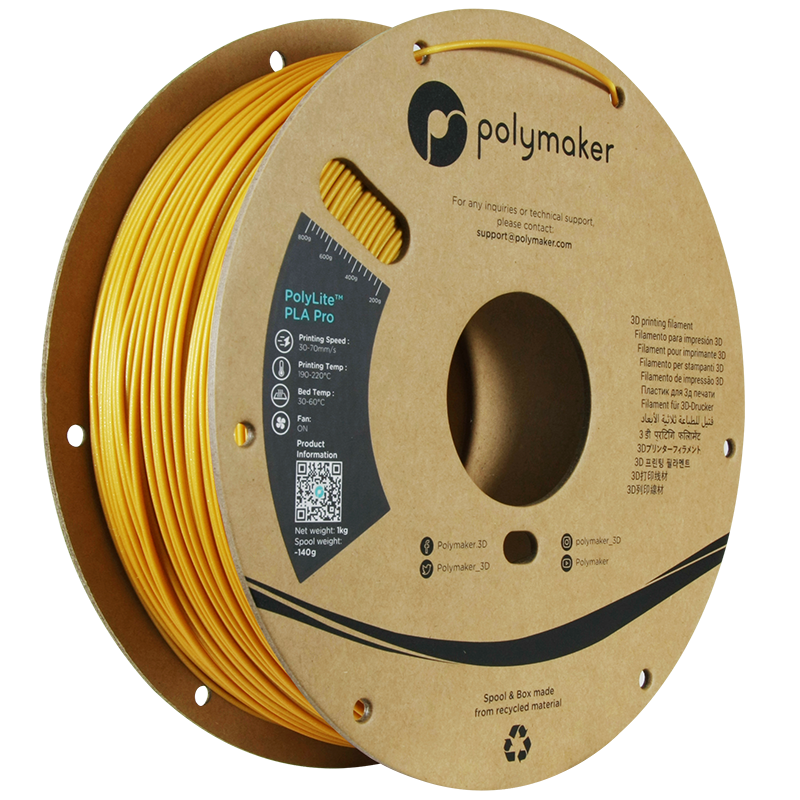 Polymaker POLYLITE™ PLA PRO 3D filament Gold Jam free 1.75 mm 1KG