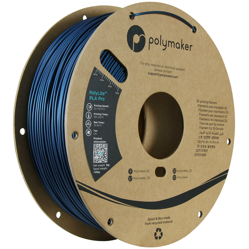 Polymaker POLYLITE™ PLA PRO 3D filament Metallic Blue Jam free 1.75 mm 1KG