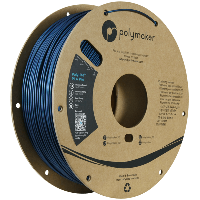 Polymaker POLYLITE™ PLA PRO 3D filament Metallic Blue Jam free 1.75 mm 1KG