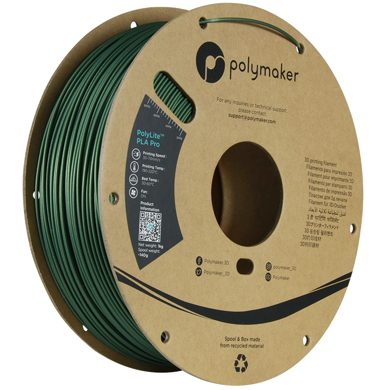 Polymaker POLYLITE™ PLA PRO 3D filament Metallic Green Jam free 1.75 mm 1KG