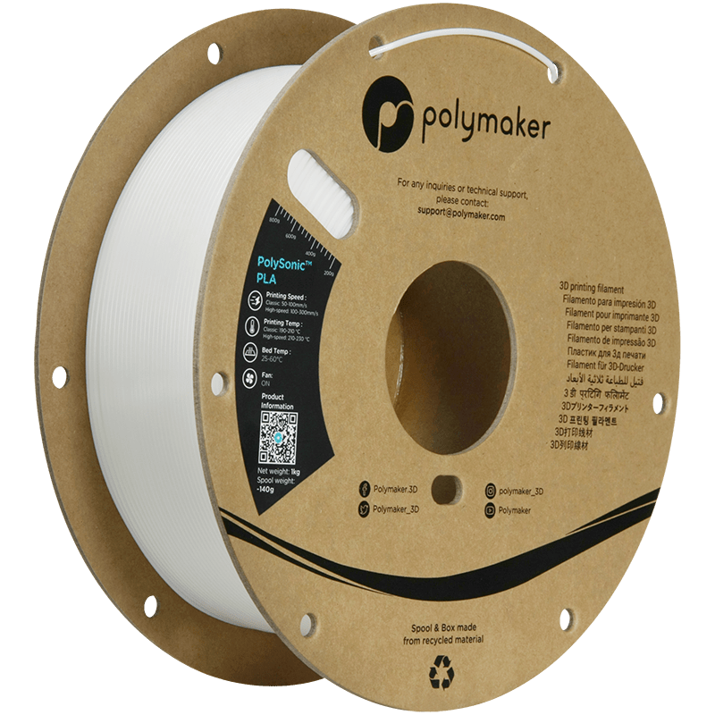 POLYMAKER POLYSONIC HIGH SPEED PLA WHITE 1,75mm 1KG