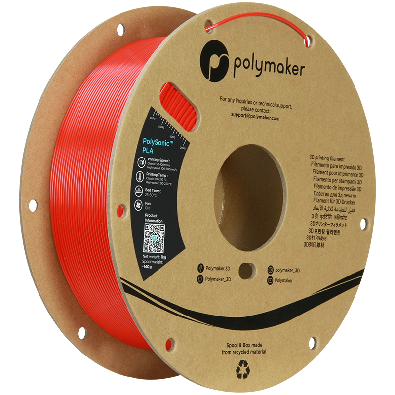 POLYMAKER POLYSONIC HIGH SPEED PLA RED 1,75mm 1KG
