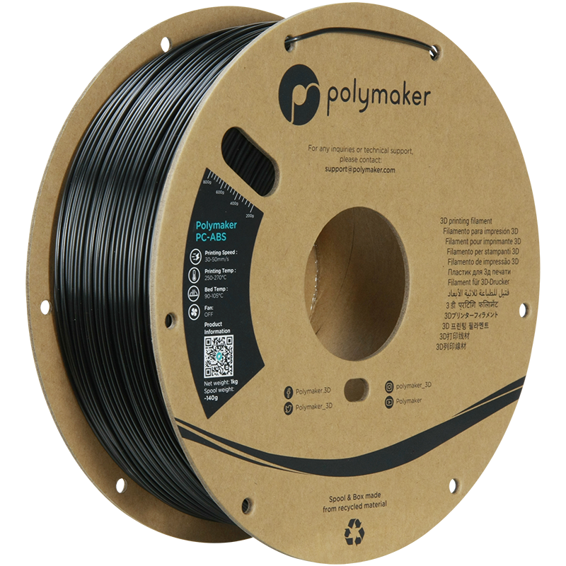 Polymaker PC-ABS filament 1,75 mm Zwart 1 kg