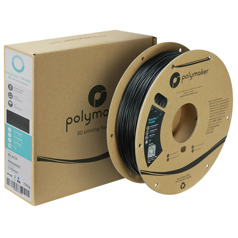 Polymaker PolyFlex TPU-90A filament 1,75 mm Black 750 Gr