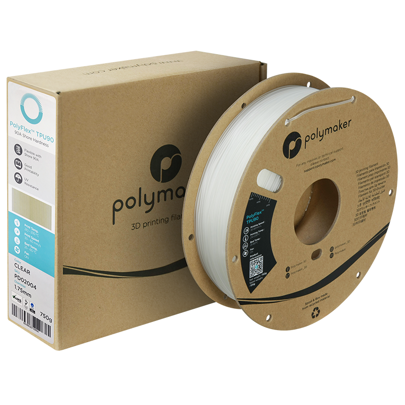 Polymaker PolyFlex TPU-90A filament 1,75 mm Clear 750 Gr