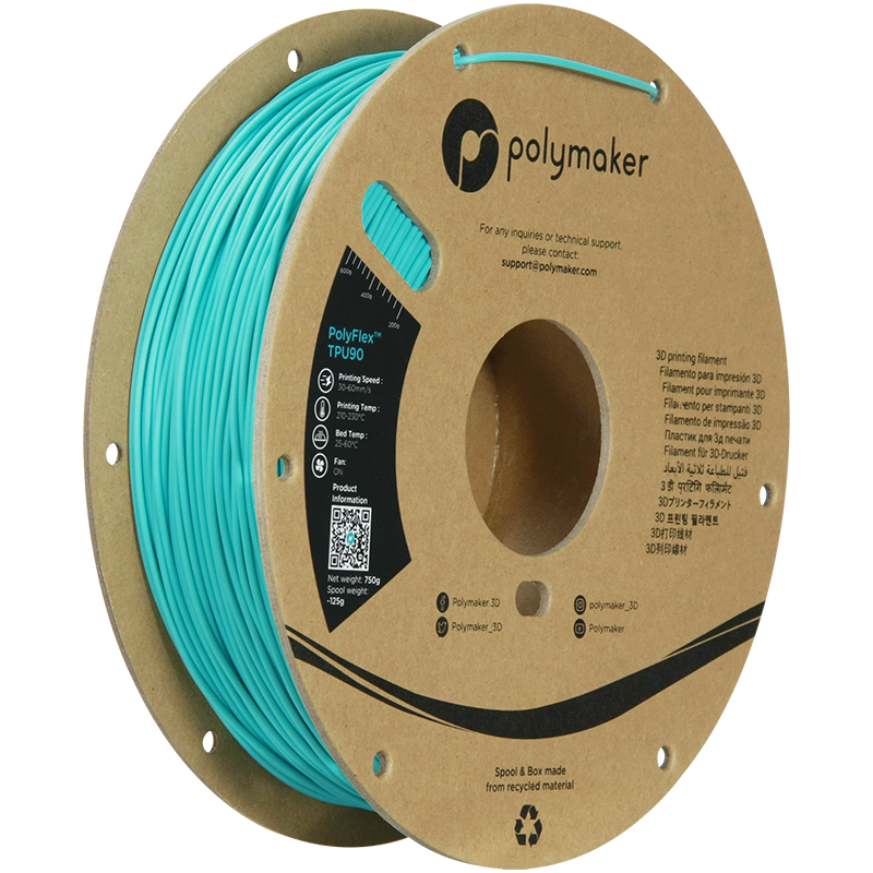 Polymaker PolyFlex TPU-90A filament 1,75 mm Teal 750 Gr
