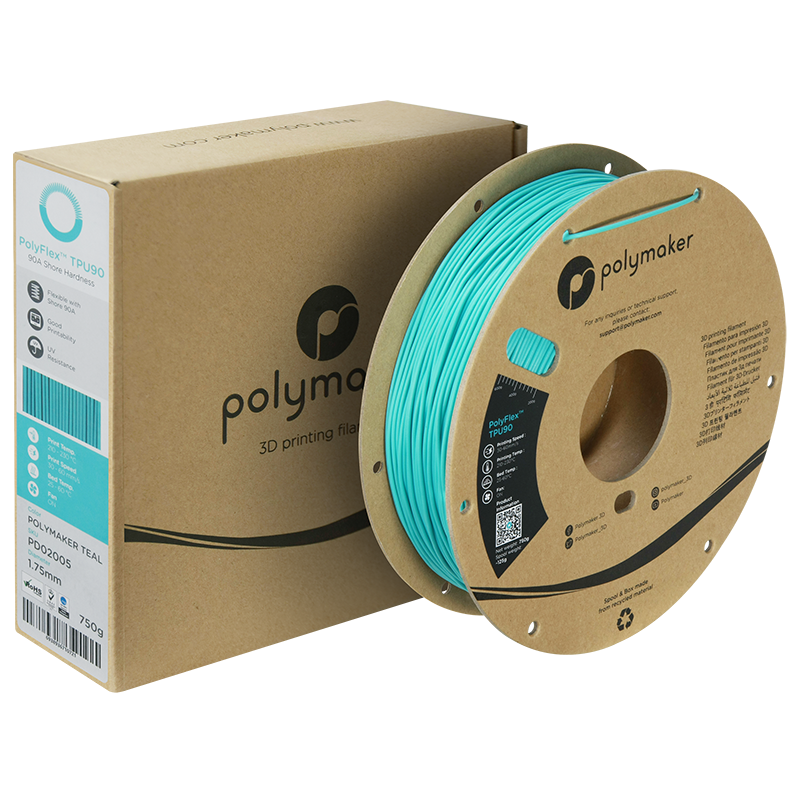 Polymaker PolyFlex TPU-90A filament 1,75 mm Teal 750 Gr