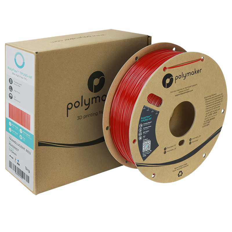 Polymaker PolyFlex TPU-95A High Speed Filament 1,75 mm Translucent Red 1 Kg