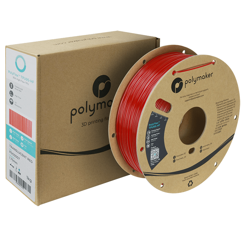 Polymaker PolyFlex TPU-95A High Speed Filament 1,75 mm Translucent Red 1 Kg