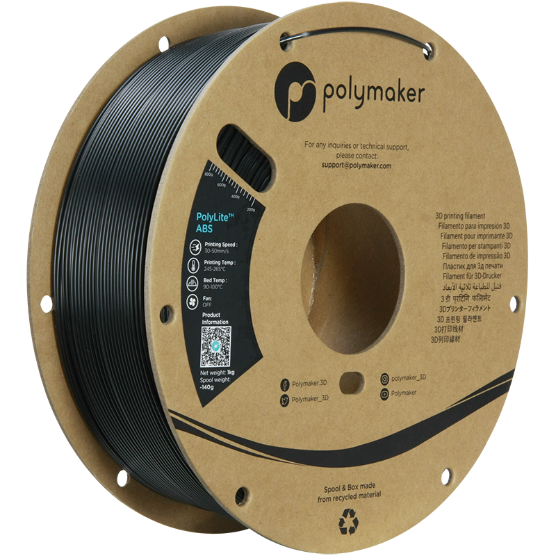 Polymaker PolyLite ABS Filament Zwart 1.75mm 1Kg