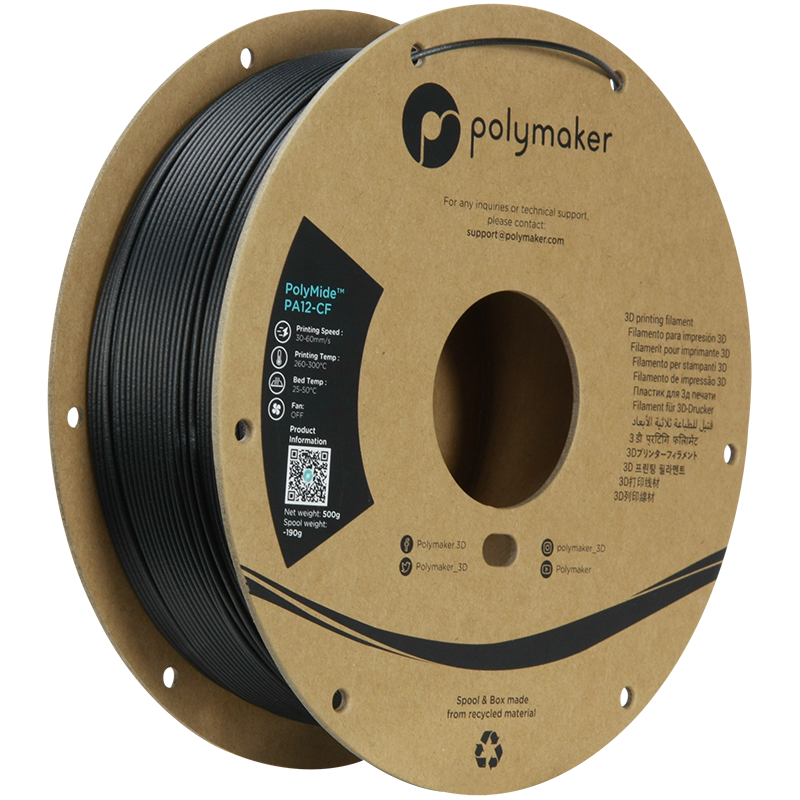 Polymaker Polymide PA12-CF Black Filament 1,75 mm 500gr
