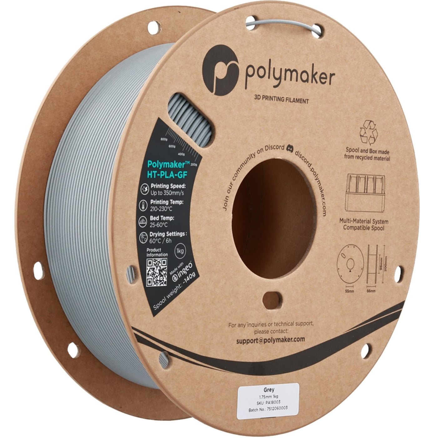 Polymaker HT-PLA-GF Grey 1.75 mm 1KG