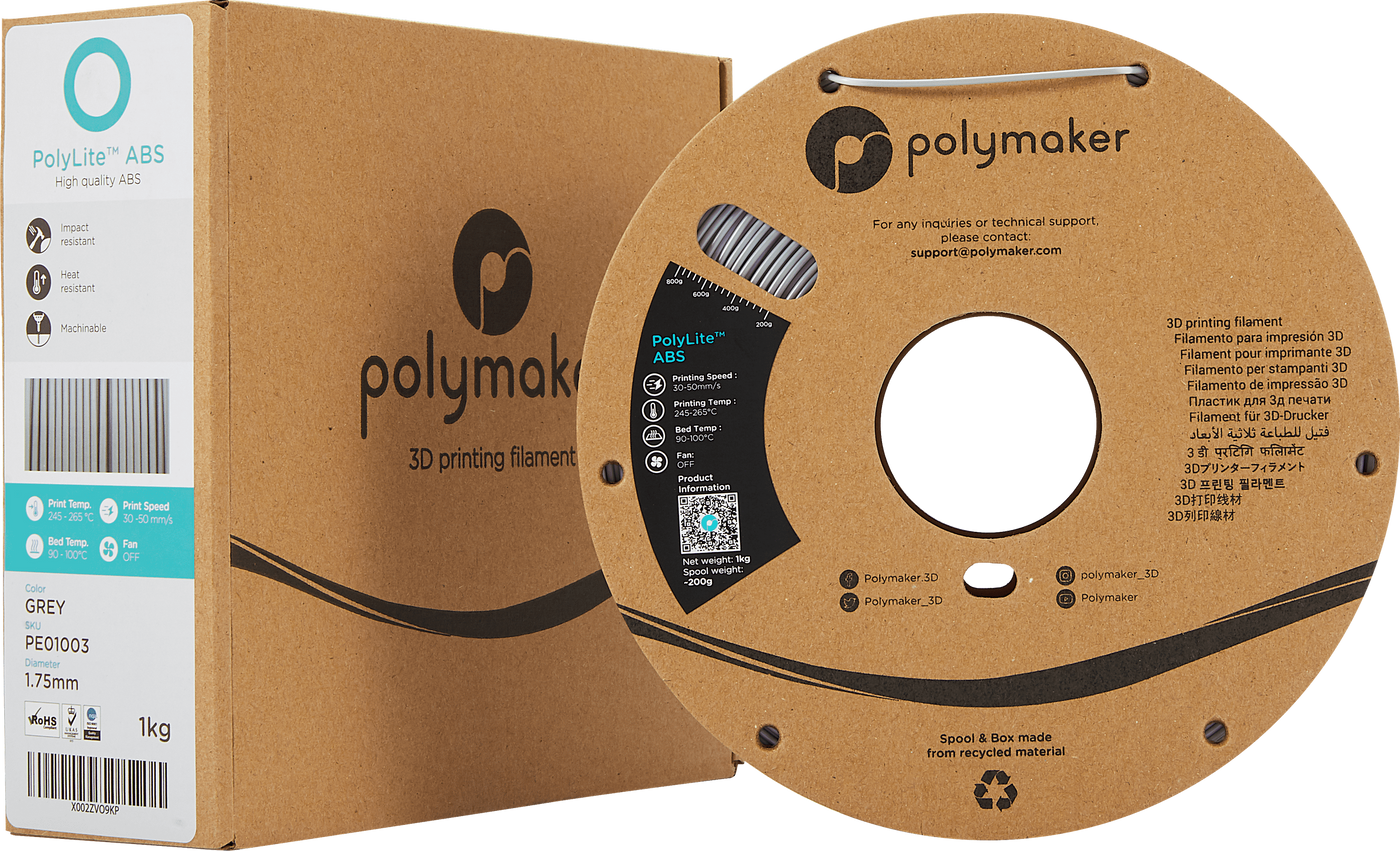Polymaker PolyLite ABS Filament Grijs 1.75mm 1Kg