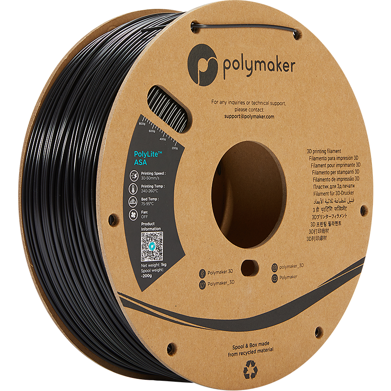 Polymaker PolyLite ASA Filament Zwart 1,75mm 1KG