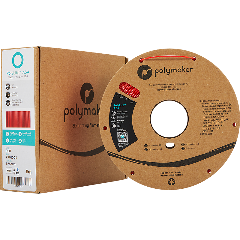 Polymaker PolyLite ASA Filament Rood 1,75mm 1KG