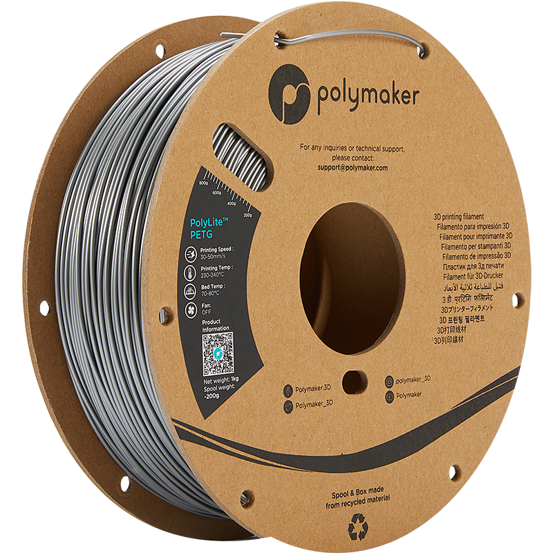 Polymaker PolyLite PETG Silver 1.75 mm 1KG