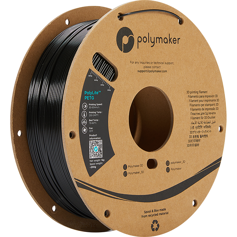 Polymaker PolyLite PETG Zwart 1.75 mm 1KG