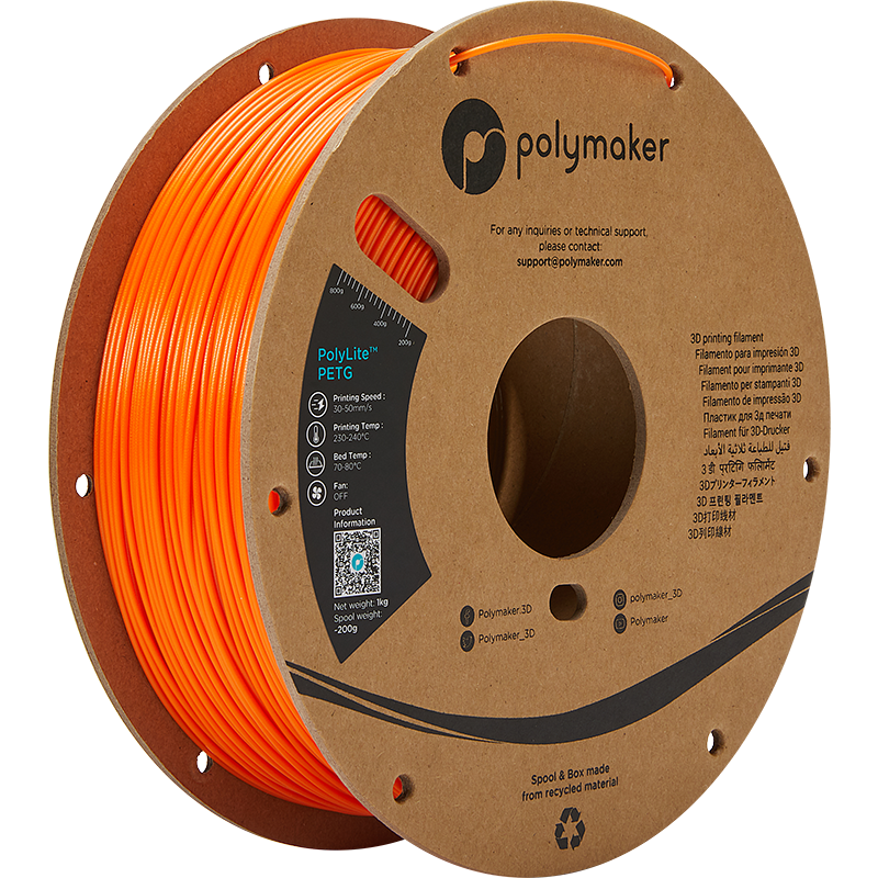 Polymaker PolyLite PETG ORANJE 1.75 mm 1KG