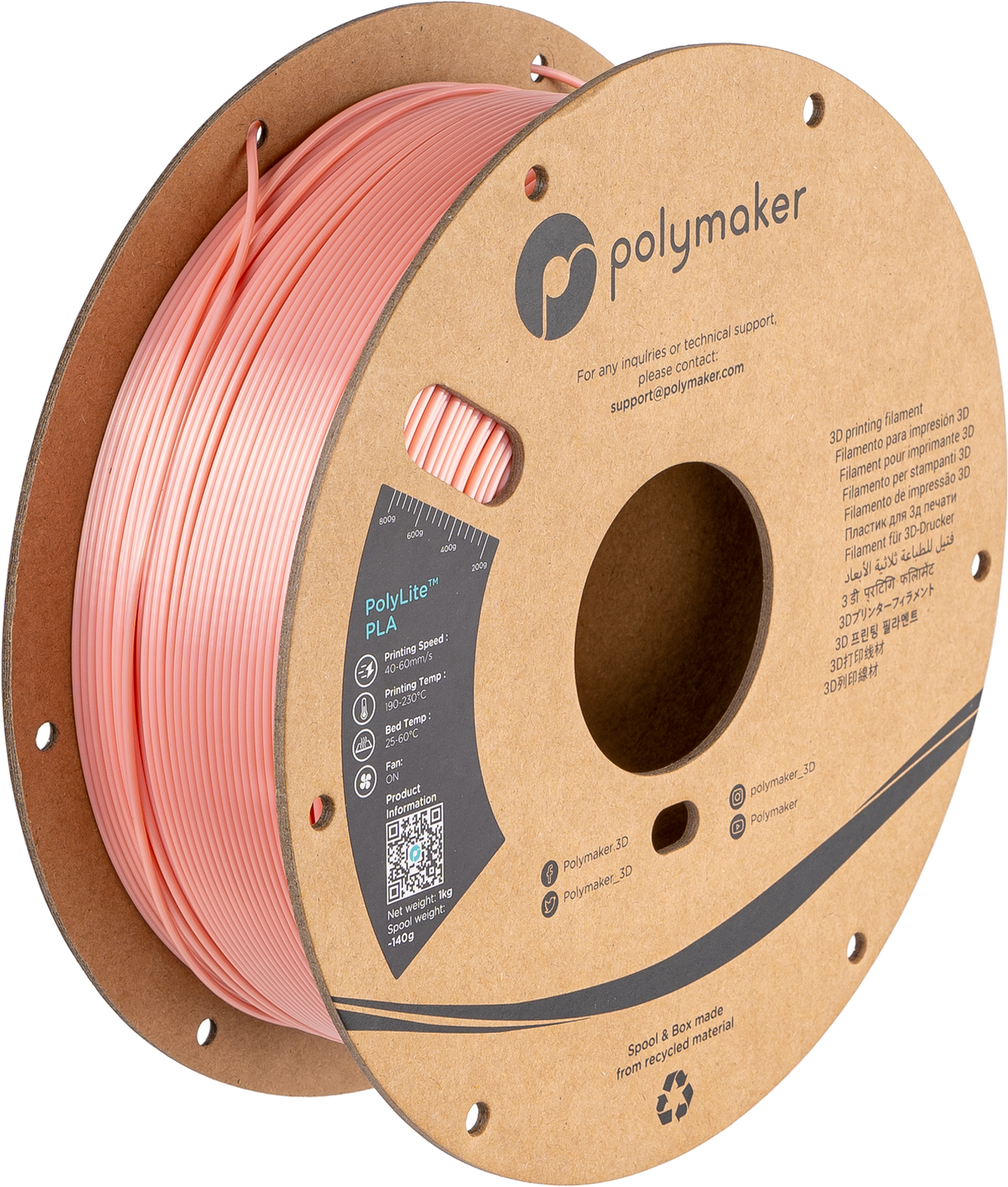Polymaker PolyLite PLA  Filament Silk Pink 1,75mm 1KG