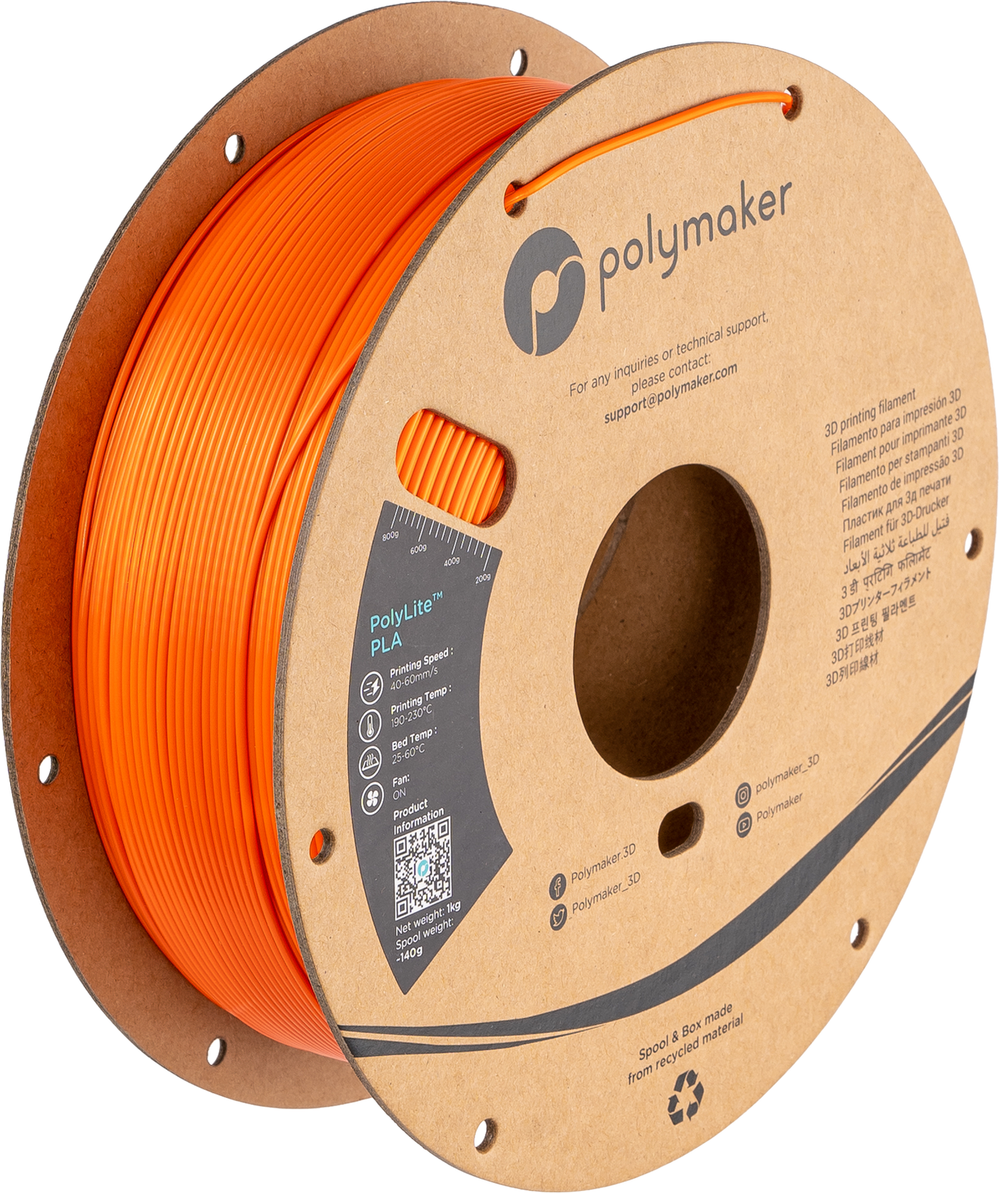 Polymaker PolyLite PLA  Filament Silk Orange 1,75mm 1KG