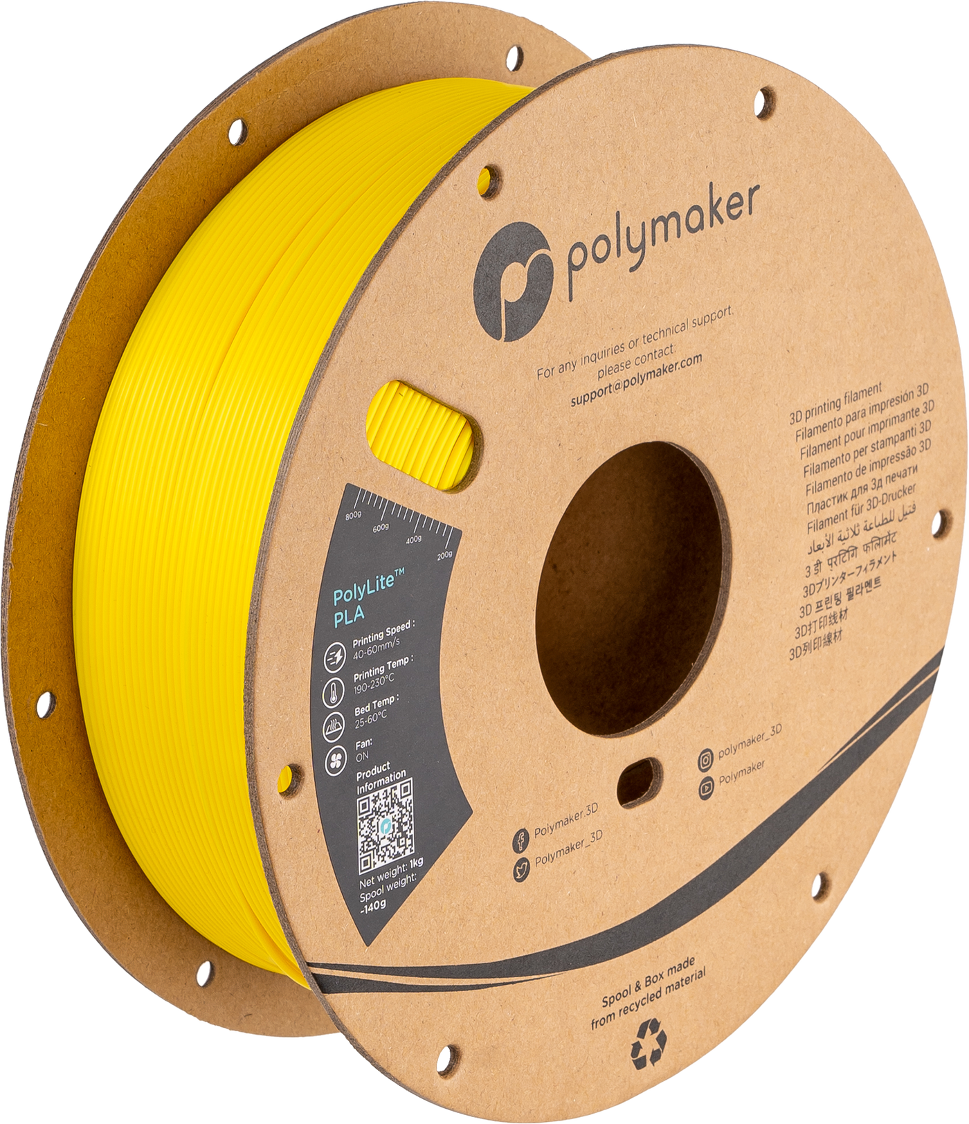 Polymaker PolyLite PLA  Filament Silk Yellow 1,75mm 1KG