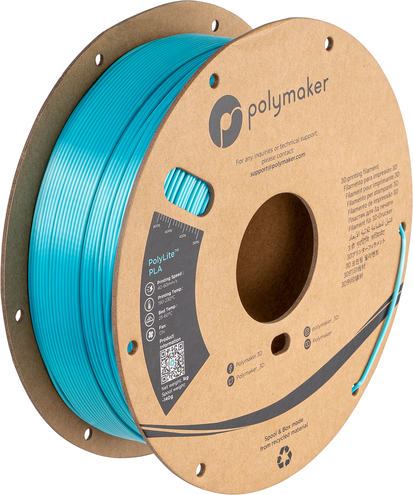 Polymaker PolyLite PLA  Filament Silk Light Blue 1,75mm 1KG