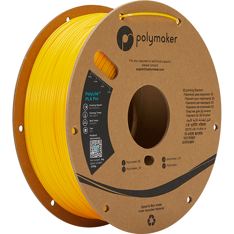 Polymaker POLYLITE™ PLA PRO 3D filament Yellow Jam free 1.75 mm 1KG