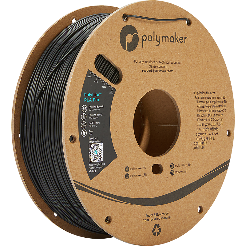 Polymaker POLYLITE™ PLA PRO 3D filament Black Jam free 1.75 mm 1KG