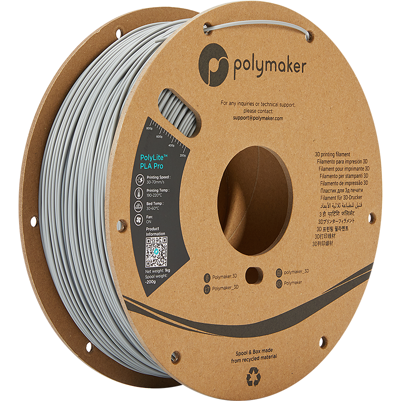 Polymaker POLYLITE™ PLA PRO 3D filament Grey Jam free 1.75 mm 1KG
