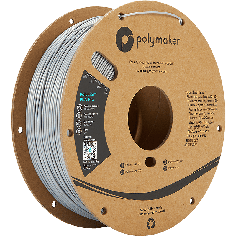 Polymaker POLYLITE™ PLA PRO 3D filament Silver Jam free 1.75 mm 1KG