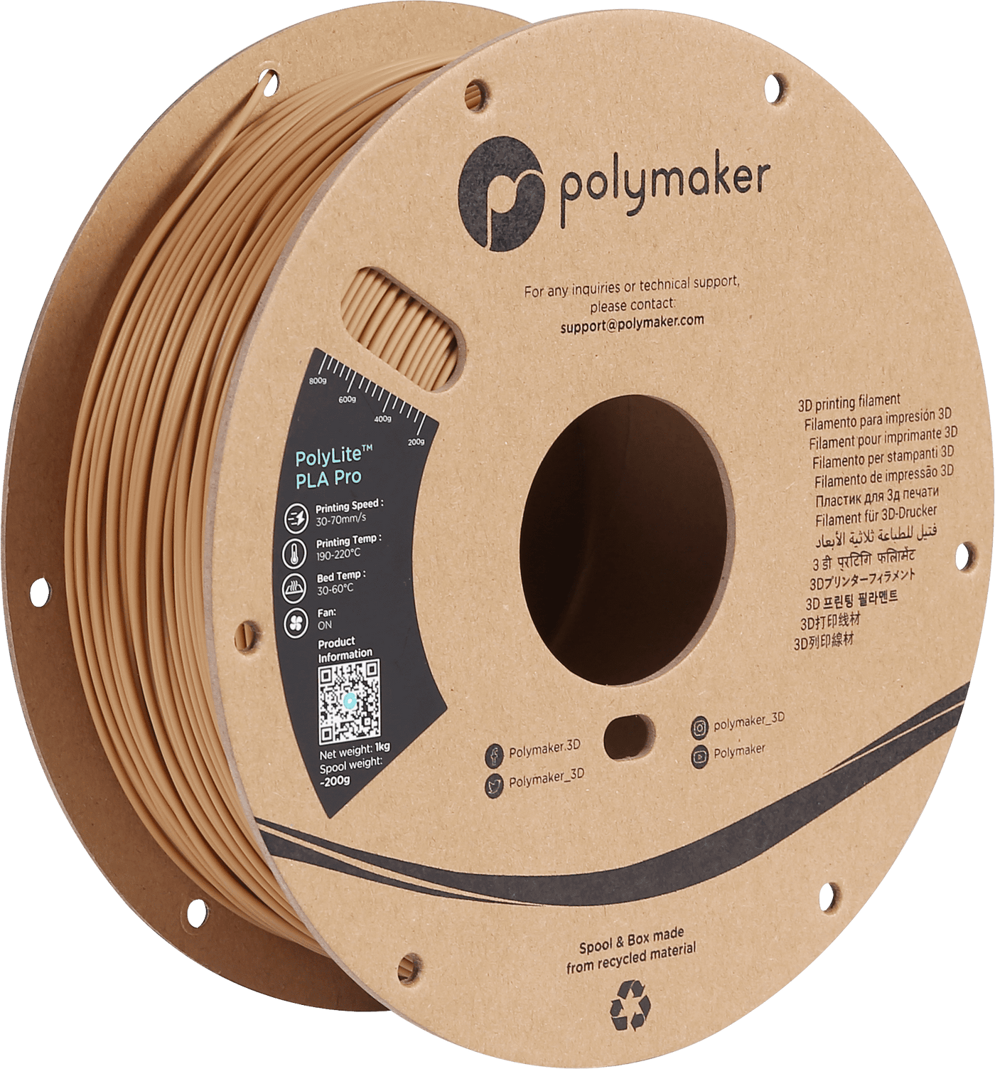Polymaker POLYLITE™ PLA PRO 3D filament Army Beige Jam free 1.75 mm 1KG