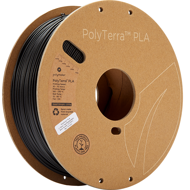 Polymaker PolyTerra Pla filament Charcoal Black 1.75 mm 1KG