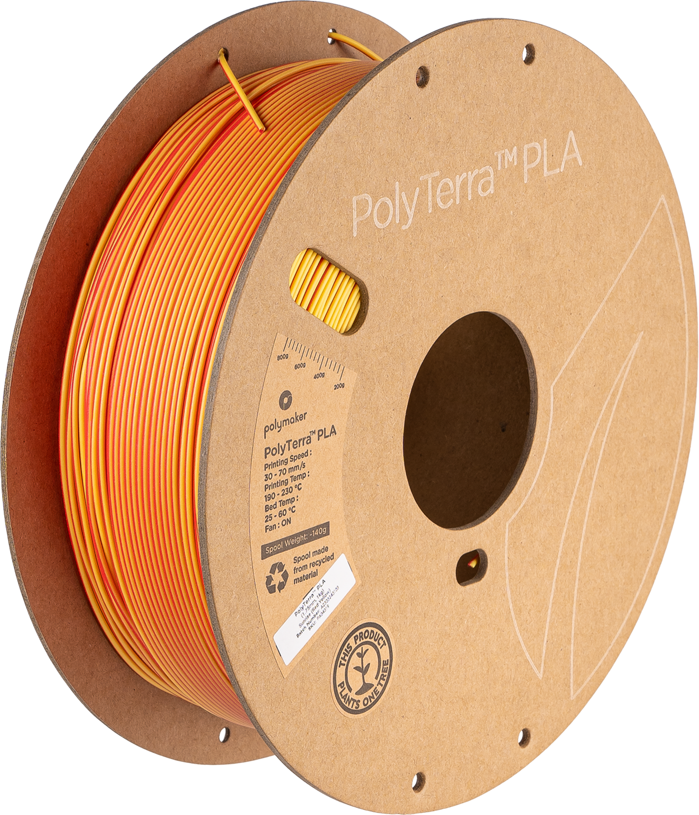 Polymaker PolyTerra PLA Filament Dual Sunrise Red-Yellow 1.75 mm 1KG