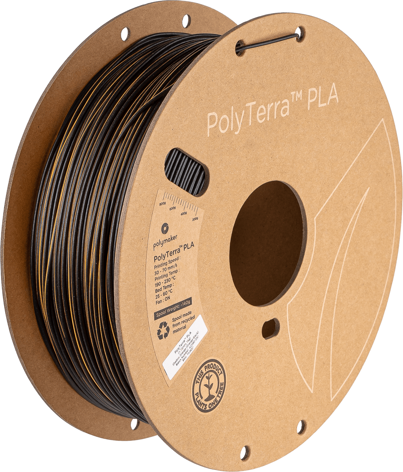 Polymaker PolyTerra PLA Filament Dual Shadow Orange (Orange-Black) 1.75 mm 1KG - AC products