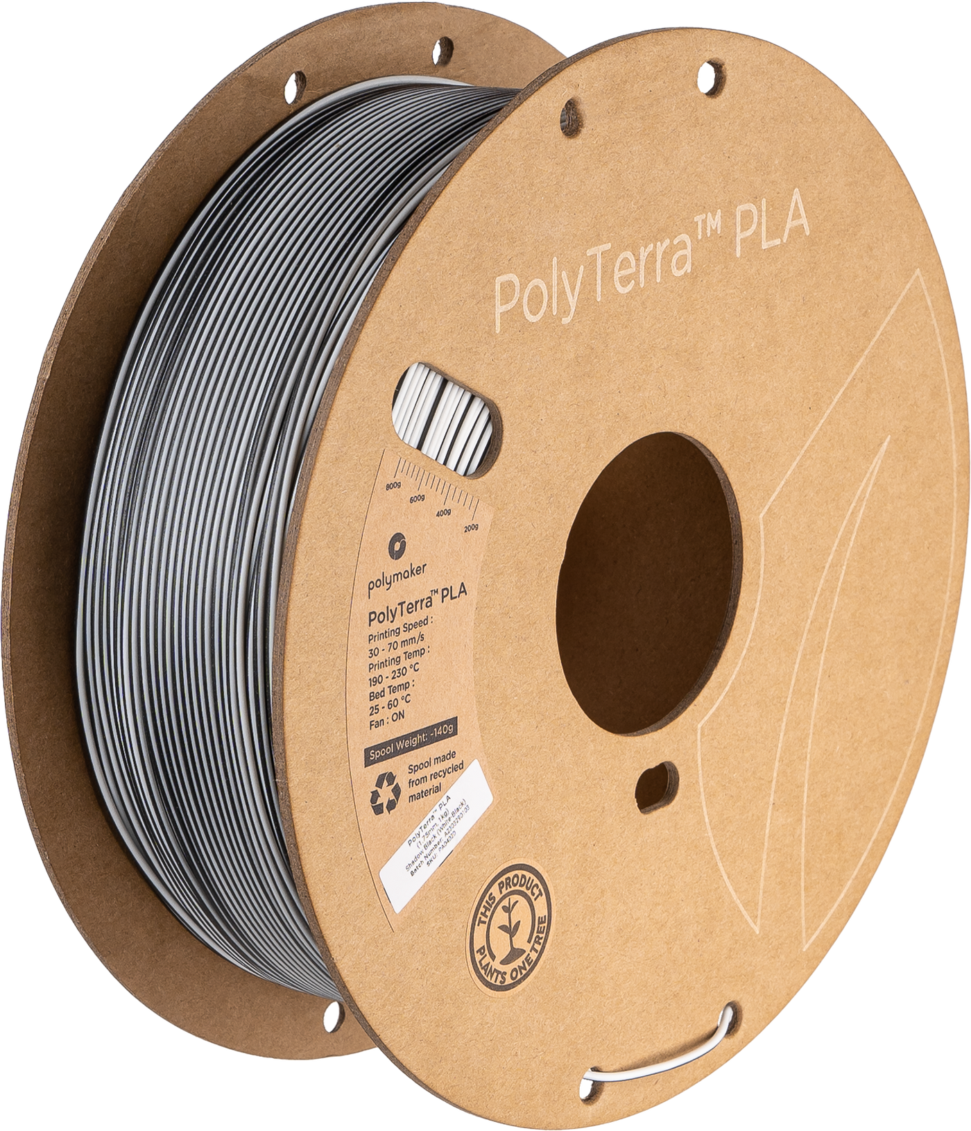 Polymaker PolyTerra PLA Filament Dual Shadow Black (White-Black) 1.75 mm 1KG