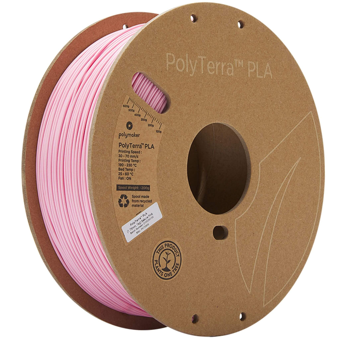 Polymaker PolyTerra Pla filament Sakura Pink 1.75 mm 1KG